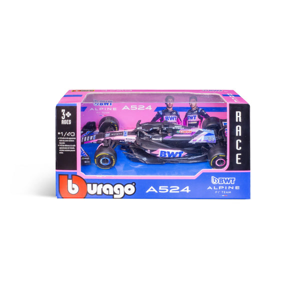 1:43 F1 BWT ALPINE F1 TEAM A524 2024 OCON IN A 12-PIECE DISPLAY