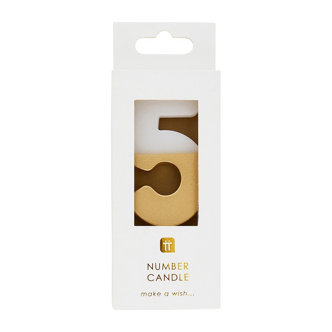 White & Gold Birthday Number Candle - 5
