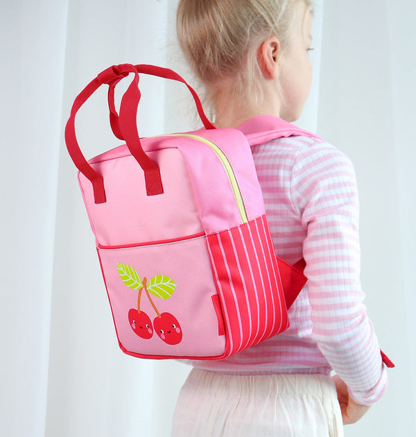 Petit sac à dos carré enfant - Cerises joyeuses – vue 2 – A Little Lovely Company