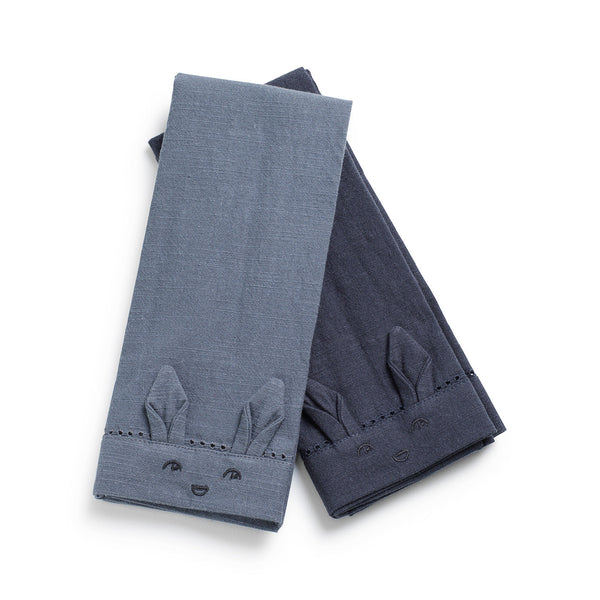 Set of 2 TEDER Blue / Juniper Blue table towels