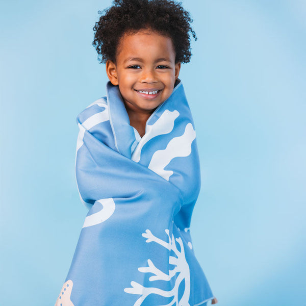 Microfiber Beach Towel - Blue - Coral Bliss - 135 x 65 cm