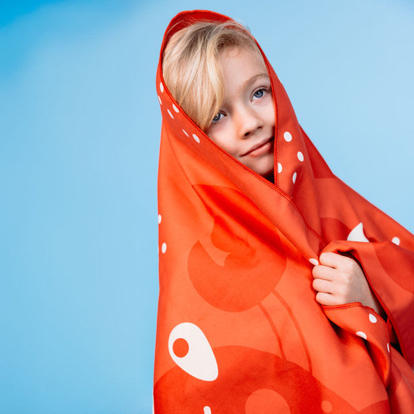 Microfiber Beach Towel - Red - Crabby - 135 x 65 cm