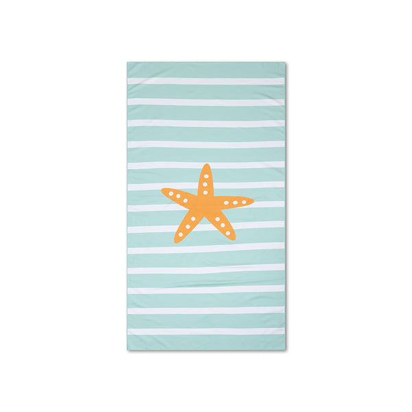 Microfiber Beach Towel - Green/White - Stars - 170 x 90 cm