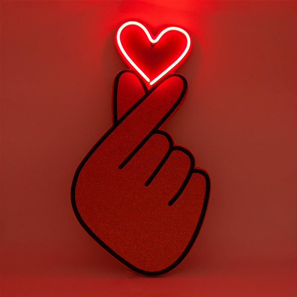 Cork board with LED - Finger Heart