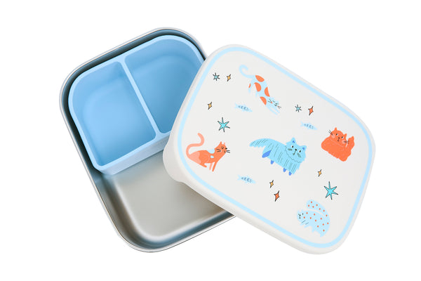 Meowtiful Cats Stainless Steel Lunch Box with Removable Compartments