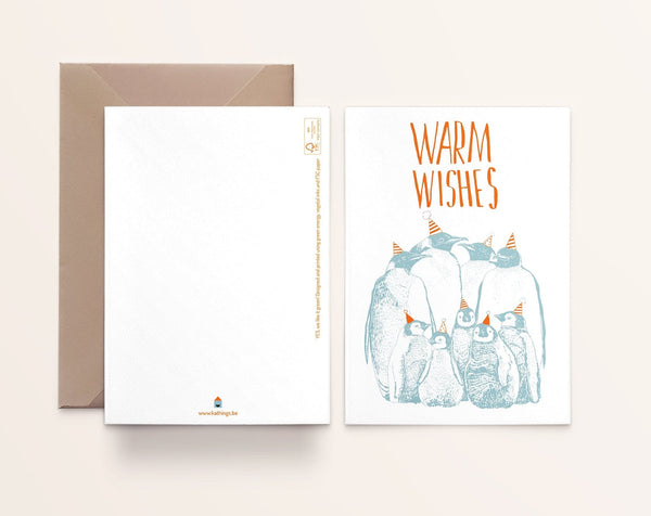 Carte Pingouins Kathings Warm Wishes avec enveloppe, format A6 éco-responsable