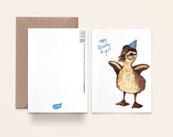 Carte d’anniversaire Canard Kathings avec enveloppe, format A6 éco-responsable