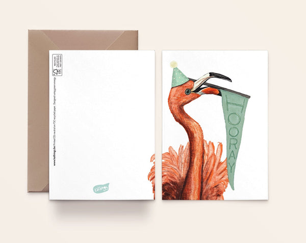 Carte d’anniversaire Flamant Rose Kathings avec enveloppe, format A6 éco-responsable