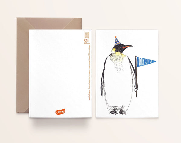 Carte d’anniversaire Pingouin Kathings avec enveloppe, format A6 éco-responsable