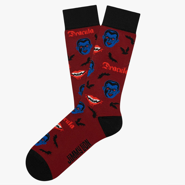 Dracula and Bat Socks - Dark Red