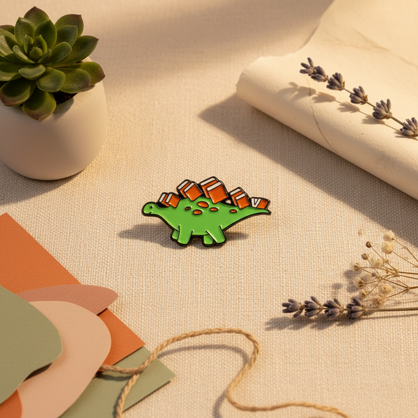 Bibliophile Stegosaurus-Anstecknadel