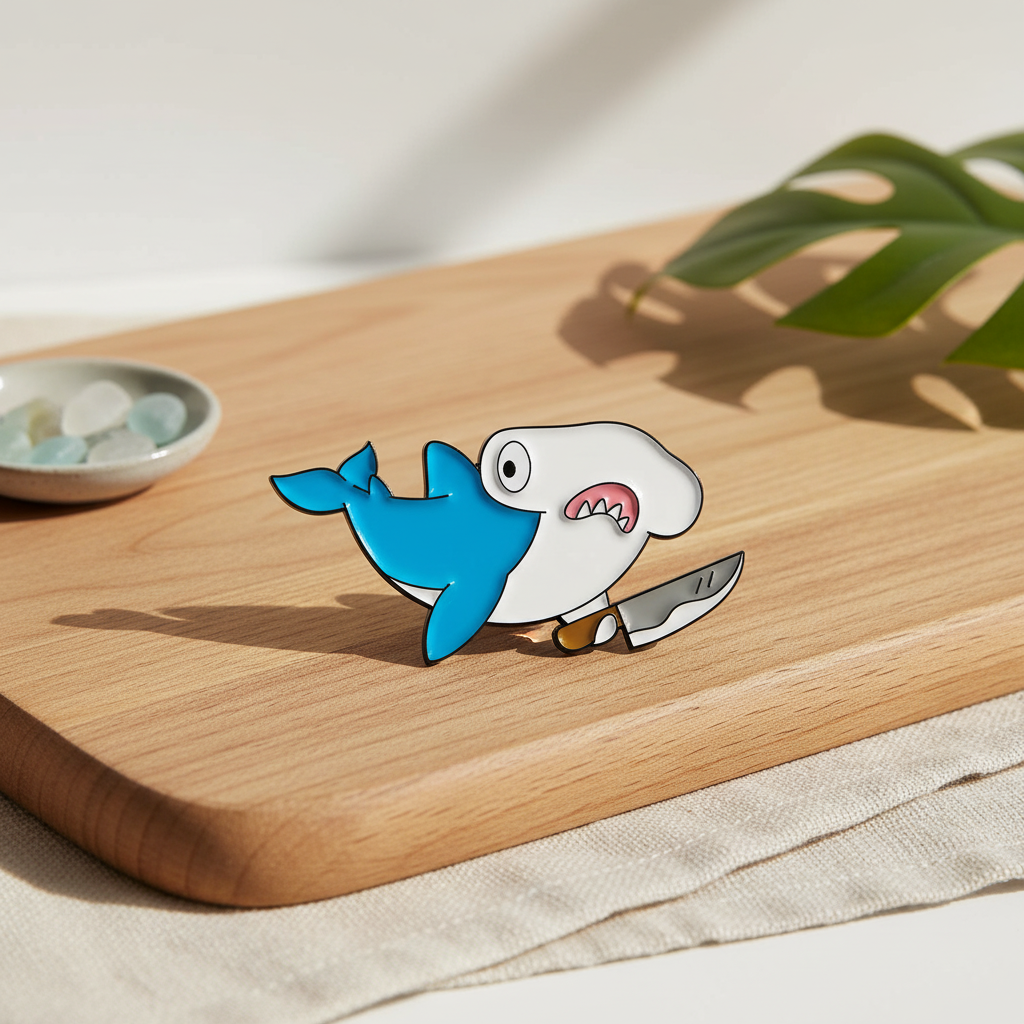 Pin's Requin-marteau avec un Couteau