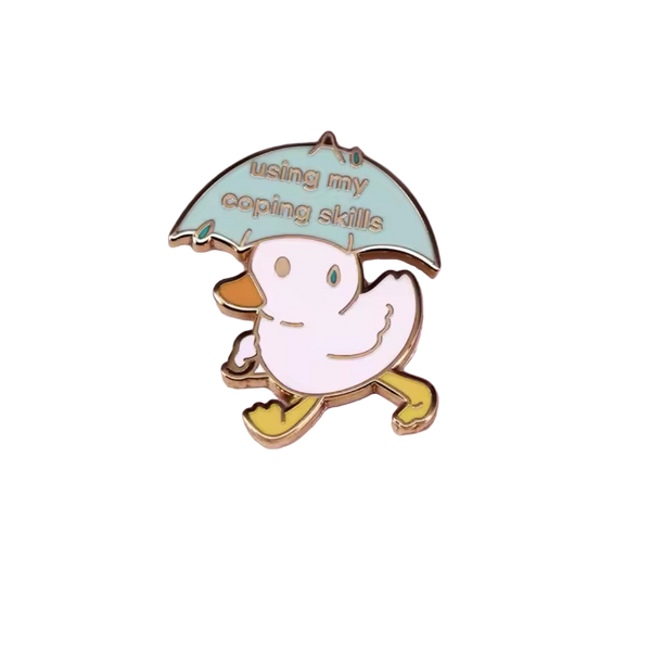 White Duck with Umbrella Pin "Using my coping style"