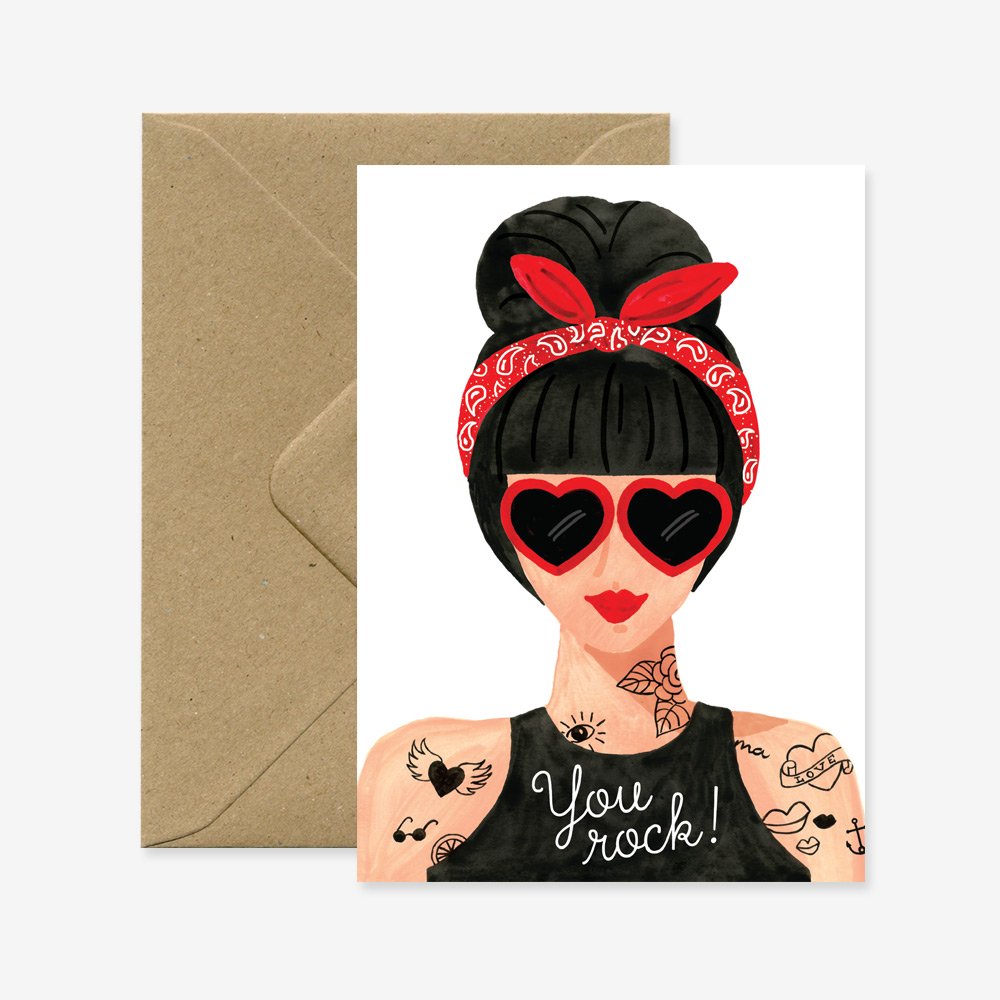 Hipster Girl - Greeting Card