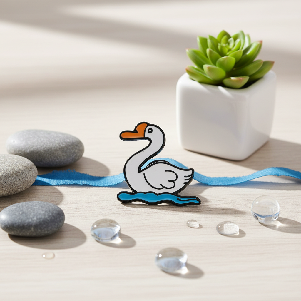 White Duck on Water Pin