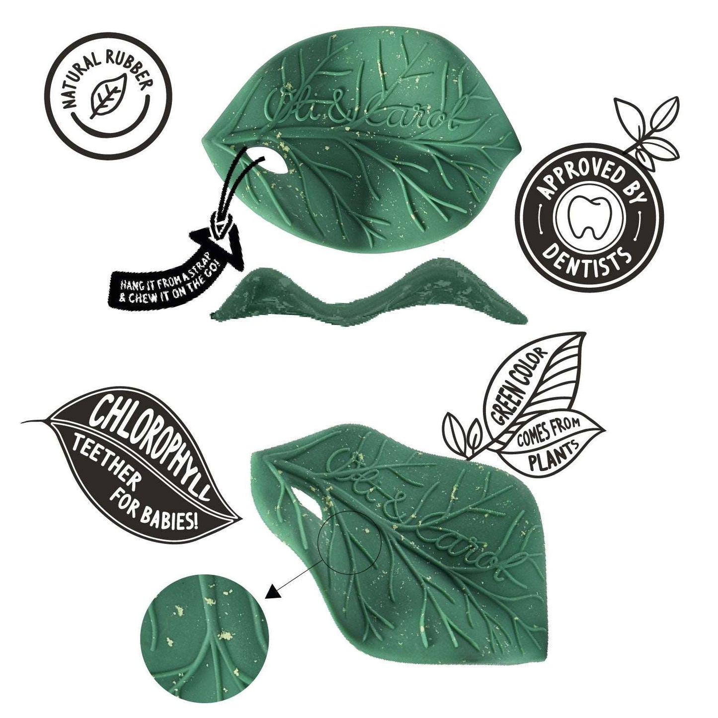 Anneau de dentition bébé feuille de chlorophylle
