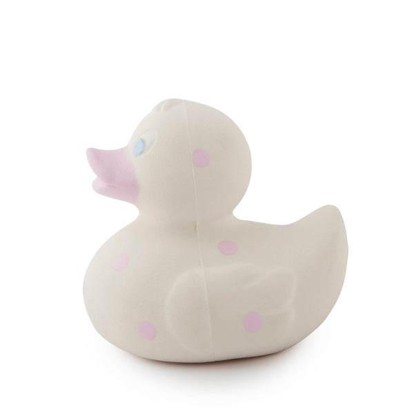 Elvis le Canard Pois Roses – Jouet de bain et dentition bébé – vue produit 2