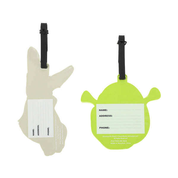 Étiquettes de bagage Shrek et l'Âne en caoutchouc moulé