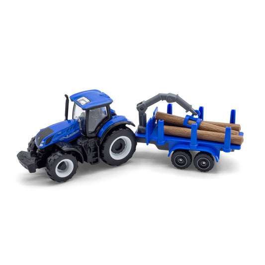 MINI CONSTRUCTION MACHINES - NEW HOLLAND 3" TRACTOR WITH TRAILER