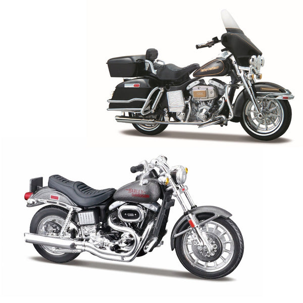 1:18 HARLEY DAVIDSON DECADE DUOS 70'S - 1977 FXS LOW RIDER & 1978 FLH-74 ELECTRA GLIDE