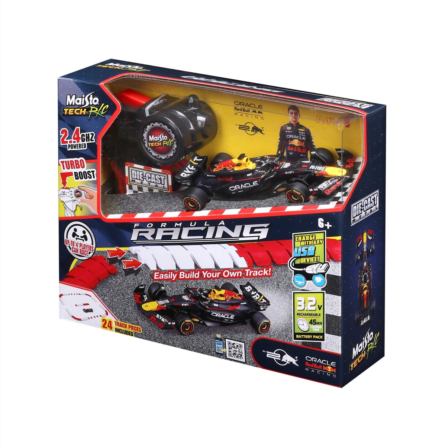 MINI CIRCUIT DE COURSE F1 RC EN MÉTAL MOULÉ SOUS PRESSION 1:41 RED BULL 2024 VERSTAPPEN 2,4 GHz