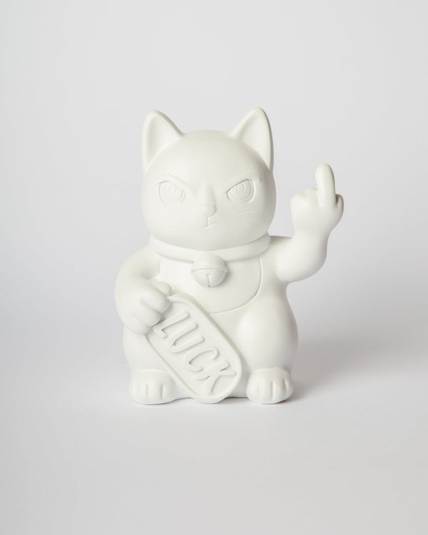 Chat Chanceux « Fuck » Blanc