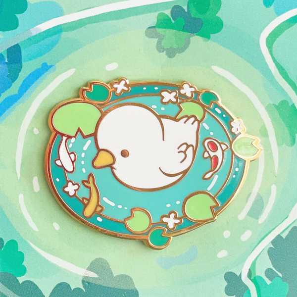 White Duck on Water Pin