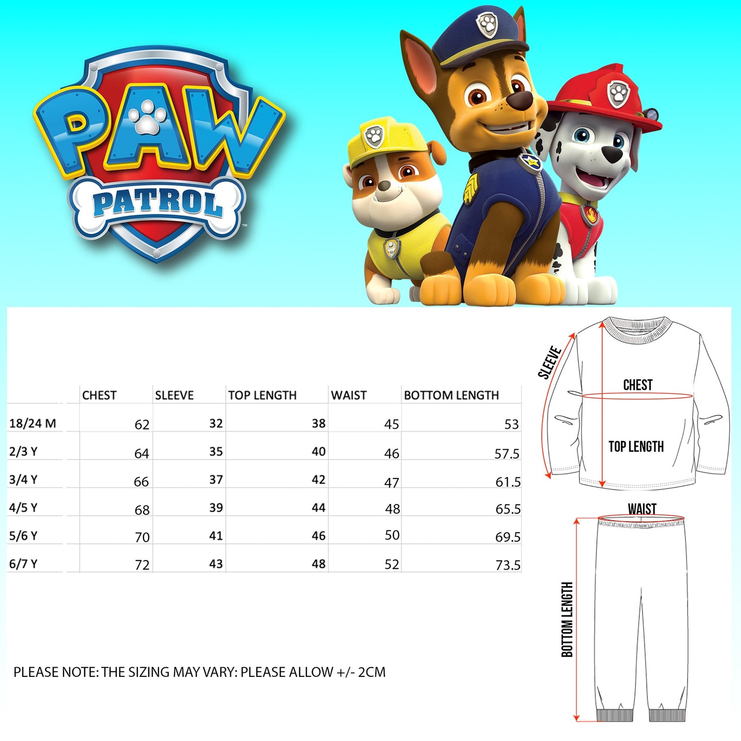 Paw Patrol Personalized Pyjamas - BLUE