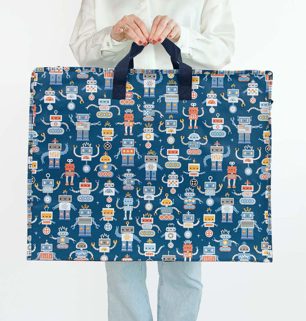 Grand sac de rangement XL - Robots – vue 2 – A Little Lovely Company