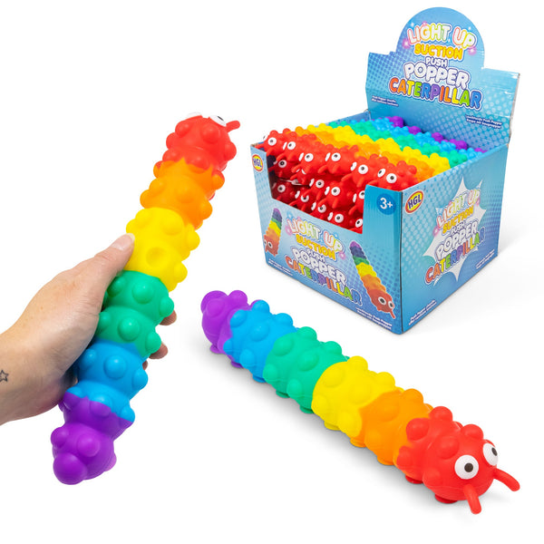 PUSH & SUCTION RAINBOW CATERPILLAR WITH LIGHTS