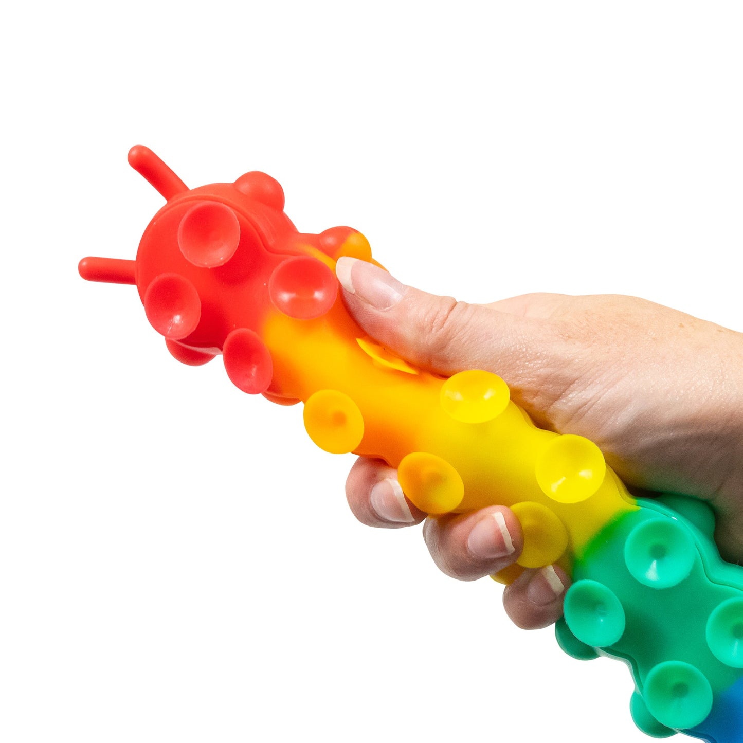 PUSH & SUCTION RAINBOW CATERPILLAR WITH LIGHTS