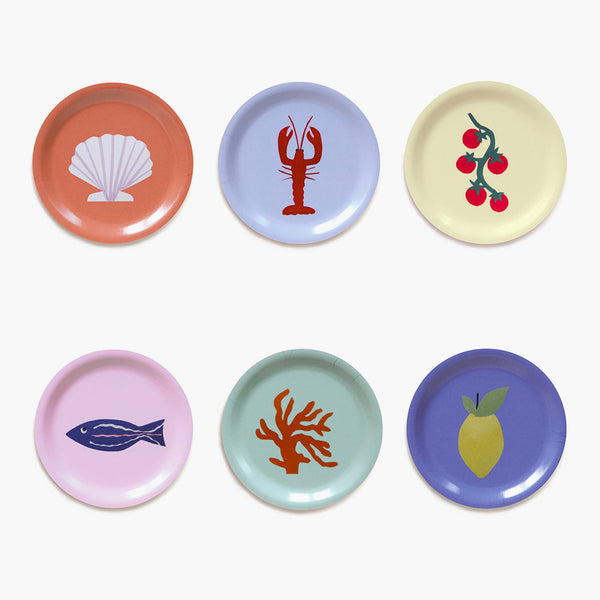 'Seaside Lunch' Set of 6 Coasters - 11cm