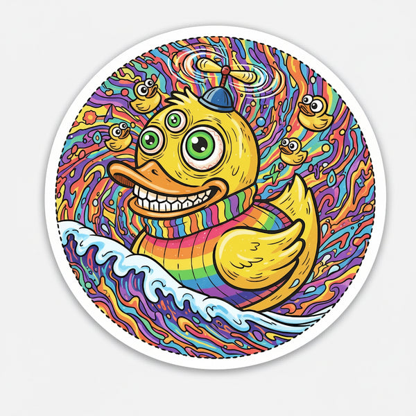 Psychedelic Duck Round Sticker