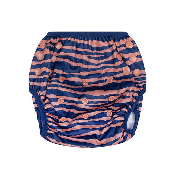 Couche de bain - Bleu/Orange - Rayures vives