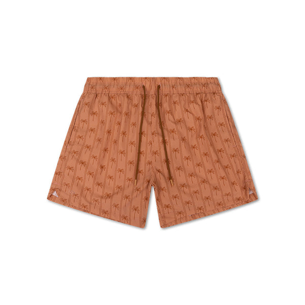 Swim Shorts - Brown - Palm Stripe - Adult