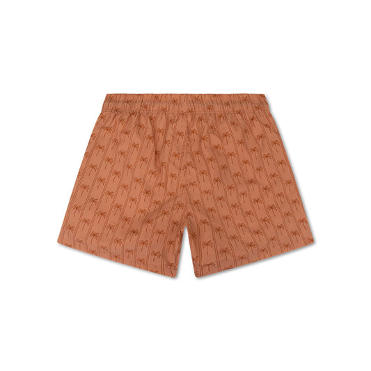 Swim Shorts - Brown - Palm Stripe - Adult