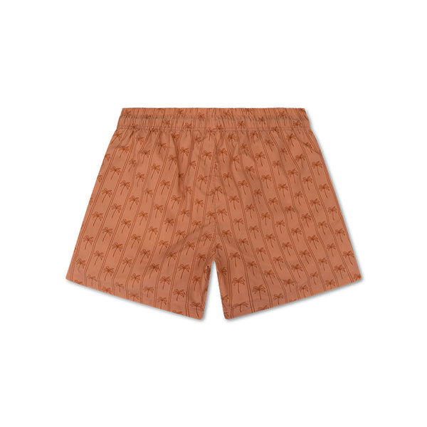 Swim Shorts - Brown - Palm Stripe - Adult