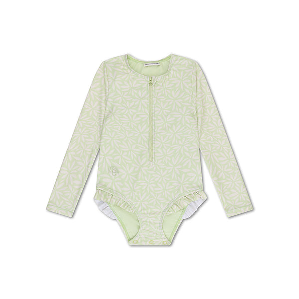 UV Swimsuit Girls With Sleeves - Green - Matcha