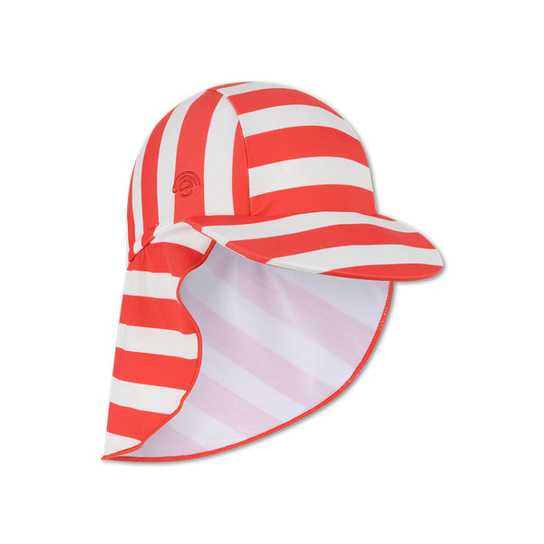 UV Sun Cap - Beige/Red - Coastal Stripe