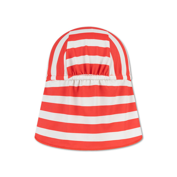 UV Sun Cap - Beige/Red - Coastal Stripe