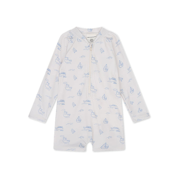 UV Swimsuit Boys - Beige/Blue - Seas The Day