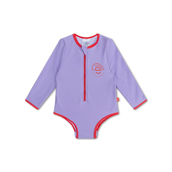 UV Swimsuit Girls With Sleeves - Purple - Pure Tones