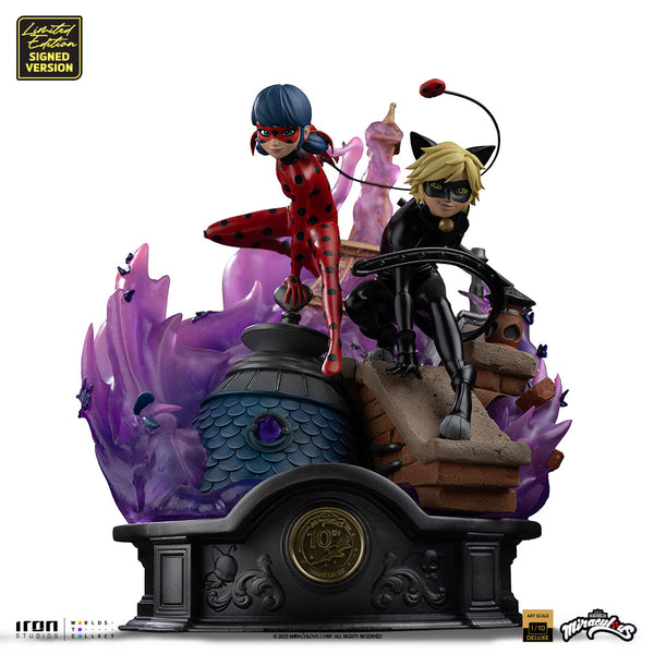 Ladybug and Cat Noir Statue - Miraculous 10th Anniversary Signed Edition - Deluxe Art Scale 1/10