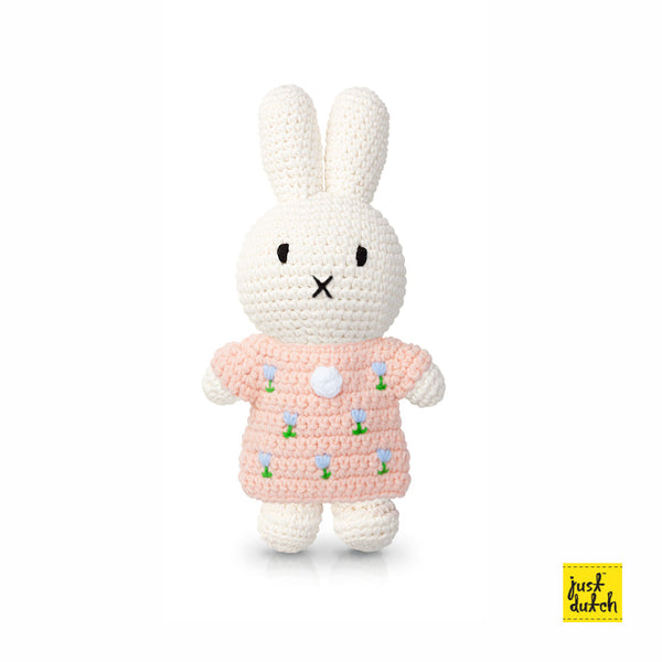 Peluche en Crochet Miffy - Robe Tulipes Rose pastel