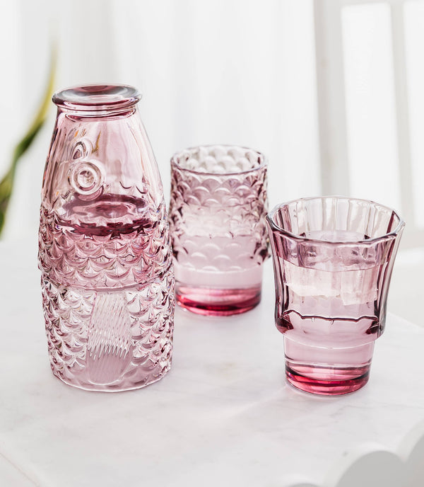 Stapelbare Fisch-Trinkgläser – 4er-Set, Rosa