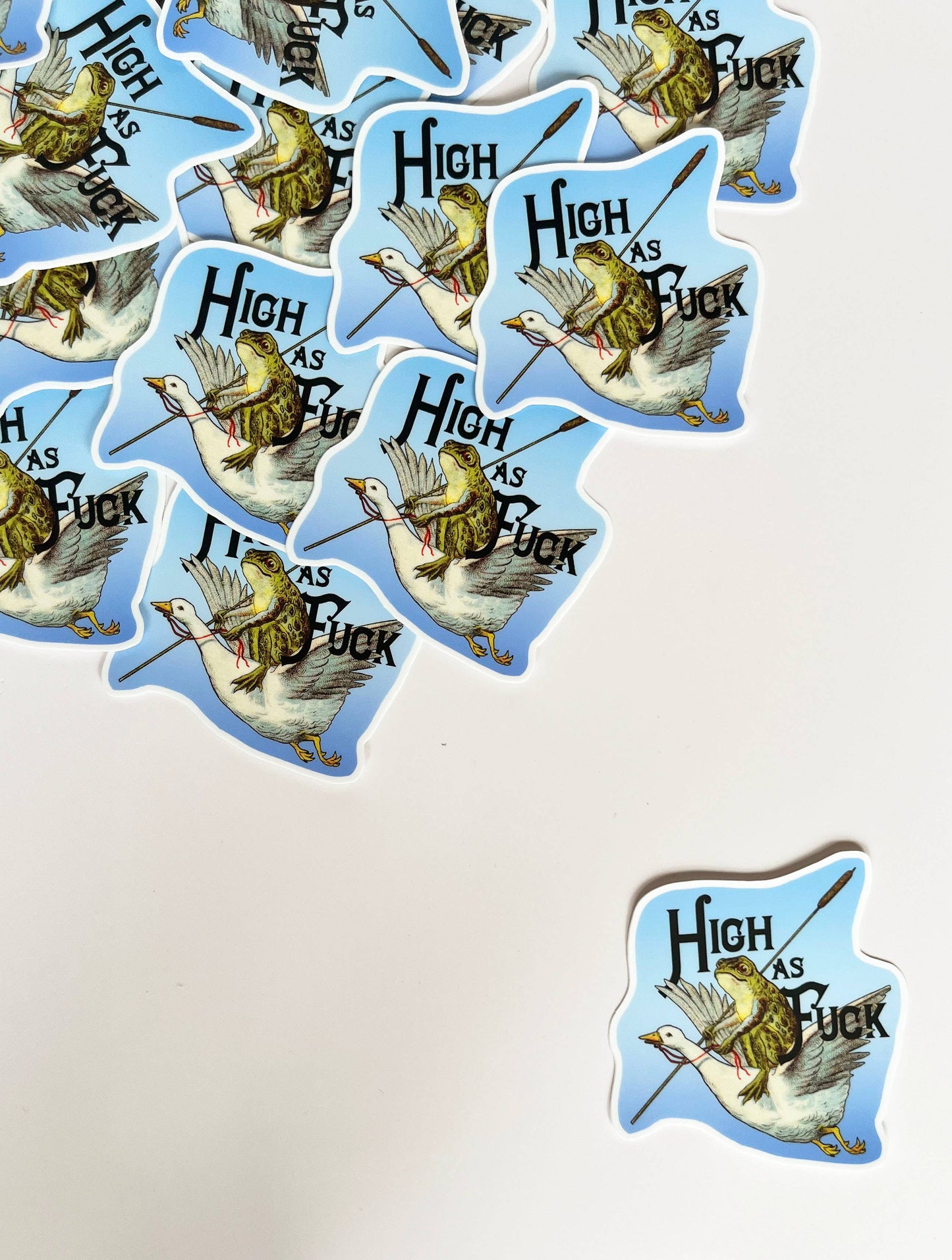 "High as Fuck" Frog with Goose Sticker