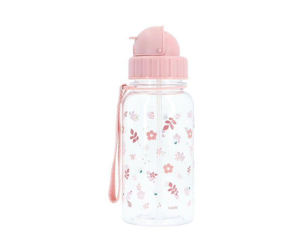 Bouteille en plastique Feuilles et Fleurs Roses