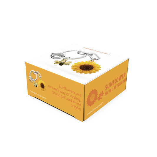 Sunflower and Bee Charm Keychain