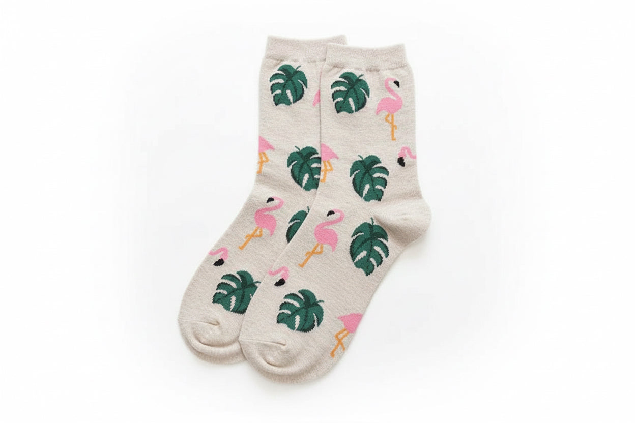 chaussettes flamant tropical mrcol