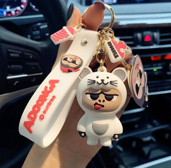 Porte clés Singe Souris Blanche
